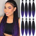 Pre Stretched Braiding Hair 26 Inch - 8 Packs Soft Synthetic Yaki Extensions for Braids & Hot Water Setting - Purple/1B
