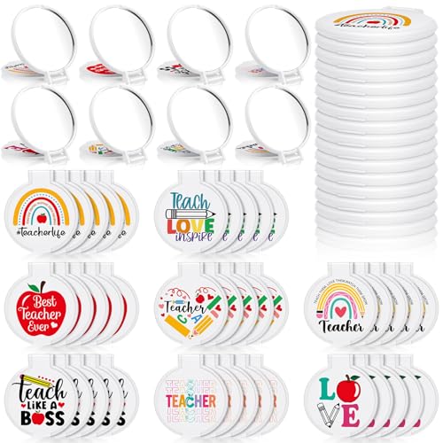 40 Pcs Teacher Appreciation Gift Mini Compact Mirrors for Women - Teachers' Day Bulk Set