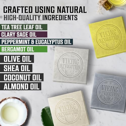 Men's Natural Bar Soap Set - Tea Tree, Clary Sage, Peppermint & Bergamot, 4 Pack, 5 oz Each