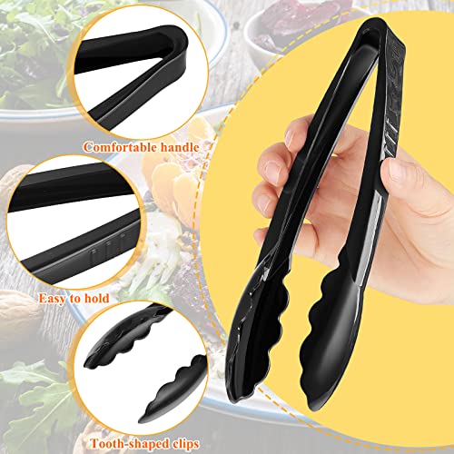 150 Pack Black Plastic Serving Tongs 9 Inch Disposable Kitchen Utensils