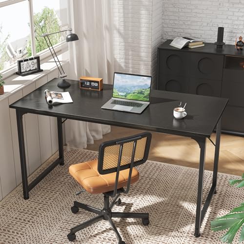54 Inch Black Computer Desk - Spacious Home Office & Gaming Workstation