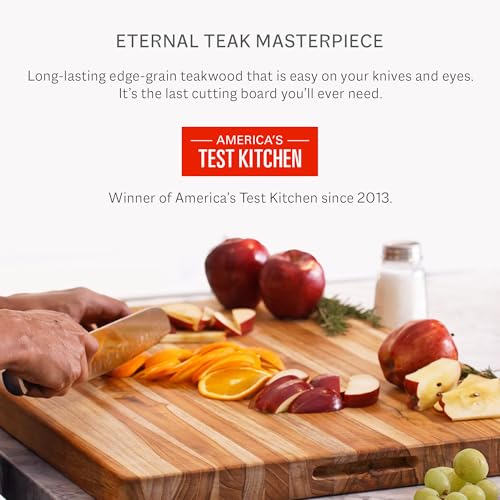 Large Teak Edge-Grain Carving Board with Juice Groove - 20 x 15 Inches