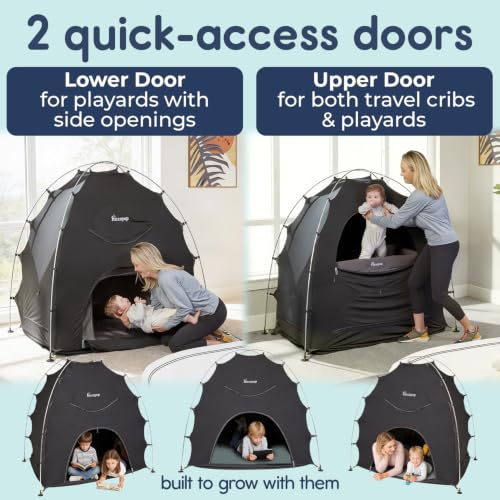 Hiccapop Blackout Tent for Pack and Play - Graphite Black, Blocks 99% Light