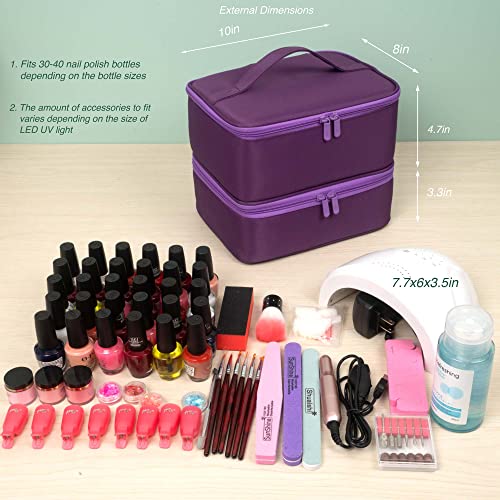 ButterFox Nail Polish Carrying Case Bag Storage Organizer, Fits up to 60 Nail Polish Bottles, Pockets for Manicure Accessories - Royal Purple