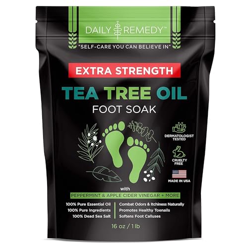 Extra Strength Tea Tree Oil Foot Soak with Epsom Salt - 16 oz for Foot Care & Odor Relief