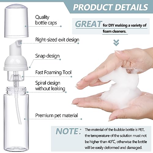 Dandat 120 Pcs 2 oz Plastic Foam Soap Dispensers Bulk Refillable Foaming Pump Bottle Empty Mini Shampoo Lash Cleaning Bottles for Travel Cosmetics Hand Soap(Clear)