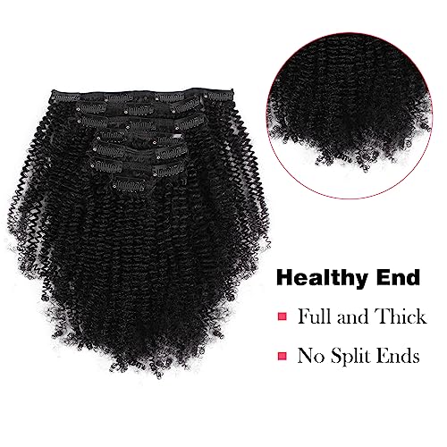 16 Inch Remy Afro Coily Clip-In Hair Extensions Natural Black #1B 4AC - 120g, 7 Pieces