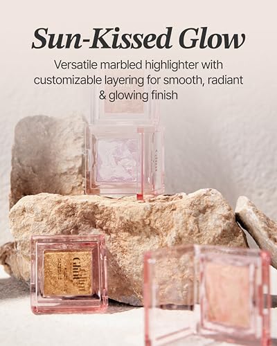 Glint Marble Highlighter Icicle Moon 0.08oz - Korean Makeup, Long-Lasting Glow