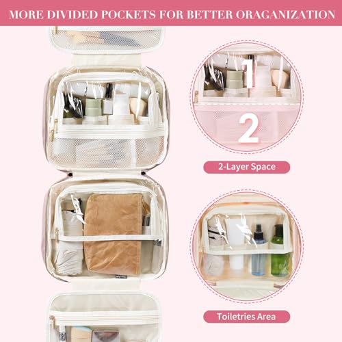 Travel Toiletry Bag for Women with Hanging Organizer - Pinkish Purple