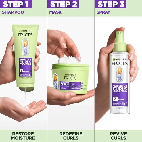 Garnier Fructis Curly Hair Care Kit with Shampoo, Mask & Spray for 2C-4C Curls