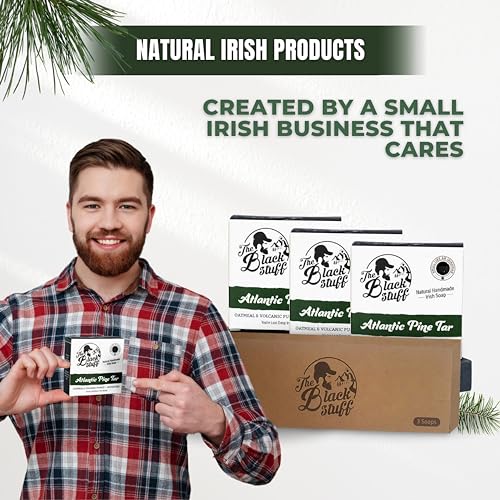 The Black Stuff All Natural Pine Tar Bar Soap 3-Pack for Men - Handmade Cold Process, Organic Ingredients, Essential Oils