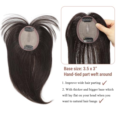 10-Inch Human Hair Topper for Women - Remy Clip-In Volume Enhancer