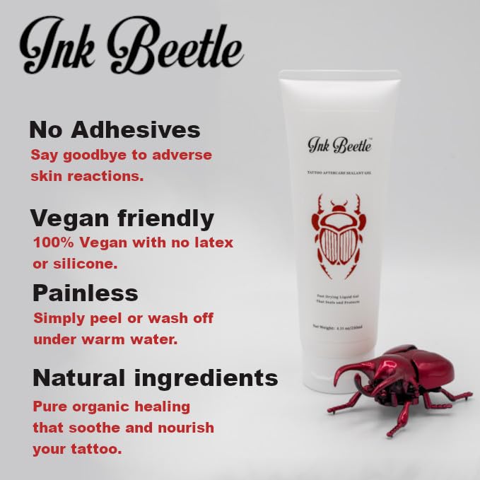 Tattoo Aftercare Sealant Gel - Breathable Protective Skin, Natural Healing, Painless Wash Off, 8 fl oz