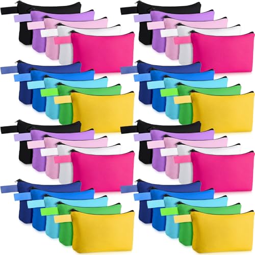 40 Pack Canvas Makeup Bags Bulk Zippered Pouches 10 x 5 x 2 Inch