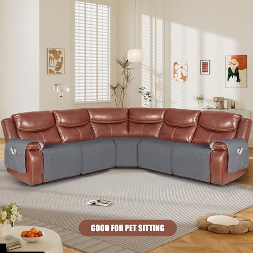 VANSOFY Waterproof Recliner Sectional Couch Cover - Dark Gray, 5 Seat