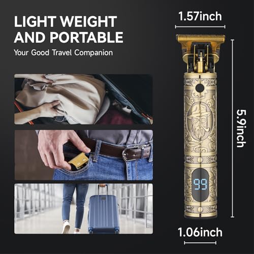 Hair Clippers for Men Professional Hair Trimmer Barbers Beard Trimmer Shaver Razor Hair Grooming Cutting Kit at Home T Blade Liner Trimmer Cordless Rechargeable Zero Gapped Edgers Gifts for Men