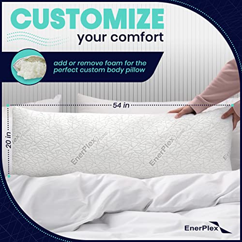Adjustable Body Pillow for Adults 54 x 20 Inch Memory Foam Pregnancy Pillow with Plush Cover