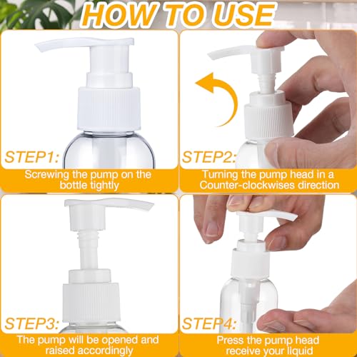 Nuenen 48 Pcs Refillable Empty Lotion Bottles 4oz/120ml Plastic Pump Bottles Conditioner Shampoo Dispenser Leak Proof Pump Container for Body Wash, Creams, Liquid Soap(White)