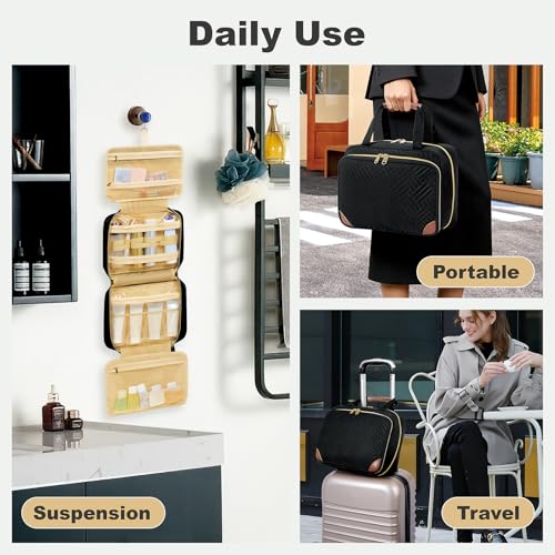 Travel Toiletry Bag for Women with Jewelry Organizer - Black02