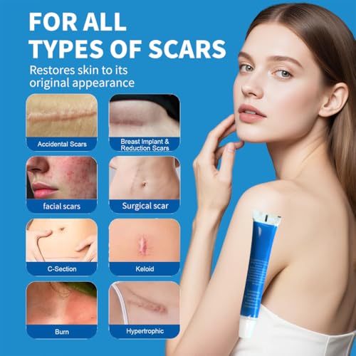 Silicone Scar Gel, Advanced Scar Cream treating for New and Old Scars, Surgical Scars, Burn Scars, Stretch Marks, Acne Scars, Dark markings, Keloid Removal 0.70 oz (20 g)