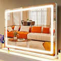Makeup Vanity Mirror with Lights 32" x 24" Large LED Makeup Mirror, Light up Mirror with 10X Magnification and USB Charging Port, with Dimmable 3 Modes, Touch Screen Control Round White