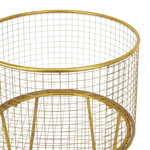 Gold Metal Storage Cart with Wheels - 18 x 18 x 25 Inches, Satin Finish