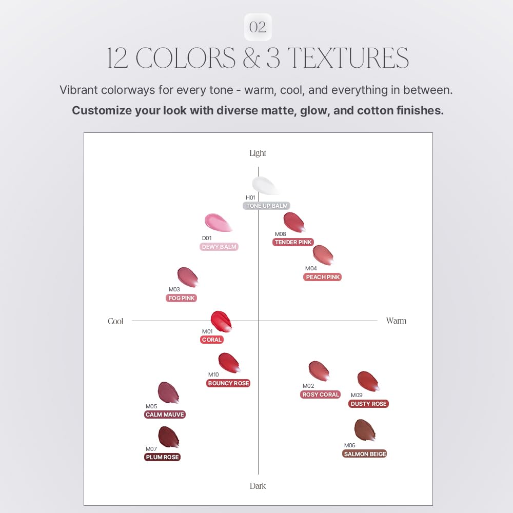 Heart Percent Dote On Mood Custom Lip & Cheek Single, Soft Velvety Tinted Balm Matte (Fog Pot) Air-Fit Mist Textures Multi-use Blush & Lip Tint 4.7g, M07. Plum Rose