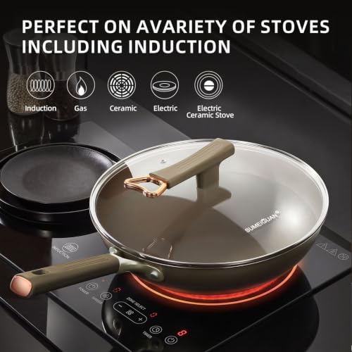 13-Inch Titanium Hybrid Wok with Lid and Stir-Fry Pan Nonstick Induction Ready