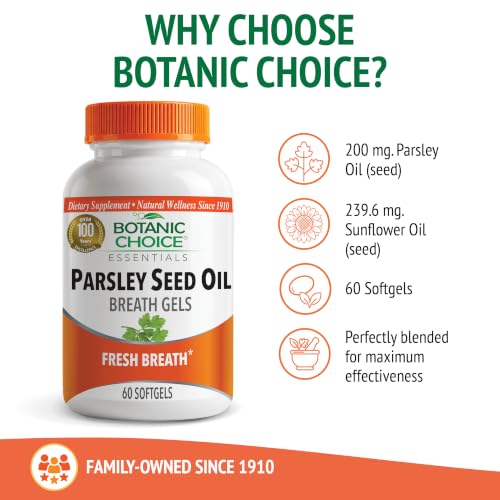 Botanic Choice Parsley Seed Oil Softgels 120 Count Pack of 2 – Breath Odor Neutralizer