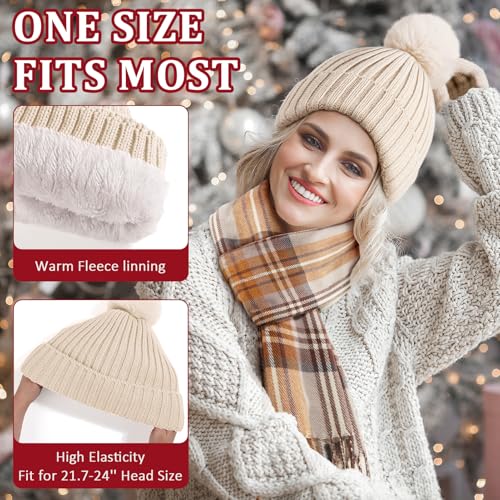 Christmas Gifts for Women, Relaxing Spa Gift Baskets Self Care Gift Warm Care Package Unique Birthday Gifts for Women Friend Her Mom Sister Wife Teacher w/ Winter Beanie Hat Plaid Scarf Gloves Set