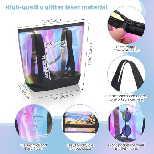 Reginary Clear Tote Bags 8 Pcs Security Approved See-Through Shoulder Bags with Zipper - Black TPU Variation
