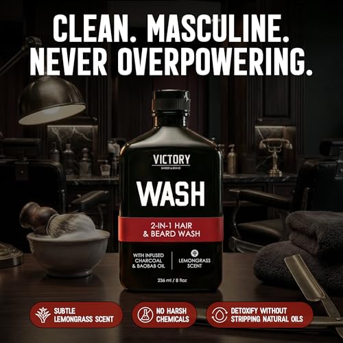 Men's Beard Wash & Hair Shampoo - Hydrating, Softening, All-in-One 8.4 Fl Oz