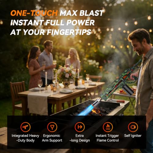 Dark Green Propane Torch 36.6" Extra Long Reach Blow Torch for Cooking & Fire Starting