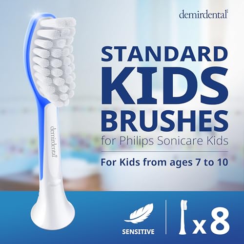 Dark Blue Kids Toothbrush Replacement Heads for Philips Sonicare, 8-Pack - Ages 7+