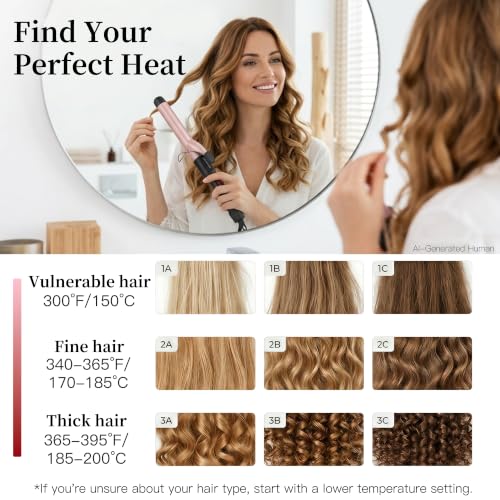 Ceramic Curling Iron 60s Fast Heat Hair Curler with LCD Display & Tangle-Free Design