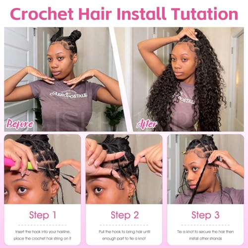 Deep Wave Crochet Hair Extensions 18 Inch Human Hair 50G - Natural Look & Easy Install