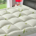 White RV King Mattress Topper 72x80 Inch Extra Thick Bamboo Viscose Quilted Fitted Pad