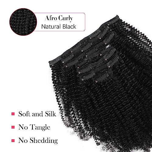 16 Inch Remy Afro Coily Clip-In Hair Extensions Natural Black #1B 4AC - 120g, 7 Pieces