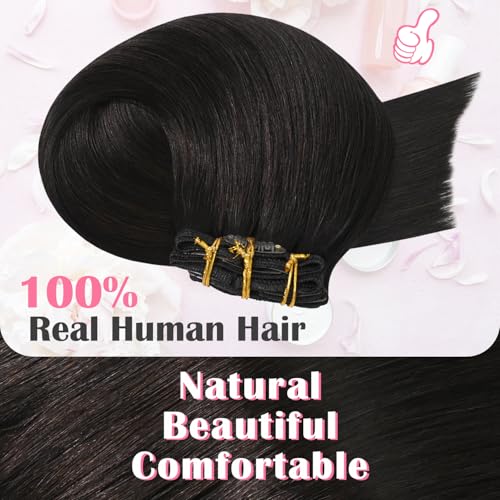 12 Inch Dark Brown Clip-In Hair Extensions - Remy Human Hair, 7 Pieces