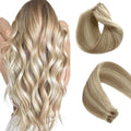 Hair Weft Sew-in Extensions Beige Blonde with Platinum Highlights 22 Inch - Variation #018P60