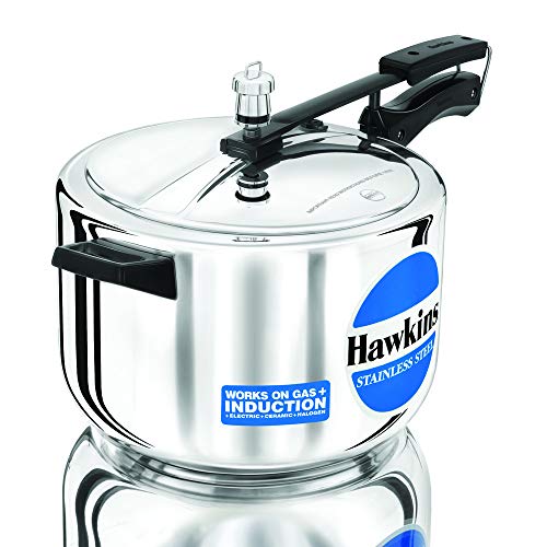 Hawkins 8.5 Quarts Stainless Steel Pressure Cooker with Inner Lid - Induction Compatible