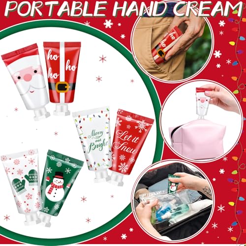 96 Pieces Secret Santa Gift Set: Mini Christmas Hand Cream Travel Size Lotion Bulk Holiday Stocking Stuffers Appreciation Gifts for Women Employee Coworker Staff 30ml 6 Natural Plant Fragrance