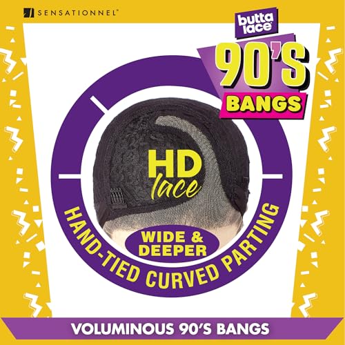 Sensationnel Butta Lace 90s Bangs Wig - Glueless Synthetic Hair, HD Lace, Curved Part