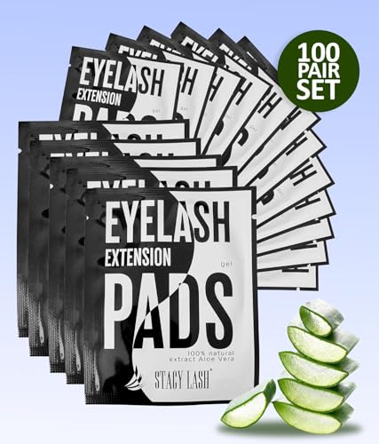 Stacy Lash 100 Pairs Under Eye Gel Pads for Eyelash Extensions with Aloe Vera & Vitamin C