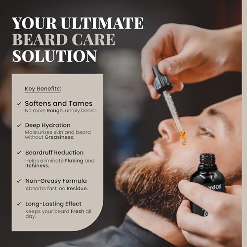 PURPLE DUCK Men's Natural Beard Oil ? Hydrating & Nourishing Oil for Beard Growth ? Organic Formula for a Softer, Fuller Beard ? Smoked Vanilla 1 Oz