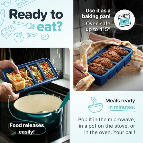 Souper Cubes Blueberry Silicone Freezer Molds Set for Meal Prep & Storage