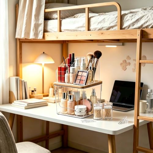 2-in-1 Facial Towel Holder and Cosmetic Organizer with Jars and Compartments