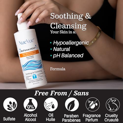 NueVue 33.8 Fl Oz Hypochlorous Acid Skin & Piercing Refill - Gentle, pH Balanced, Hypoallergenic