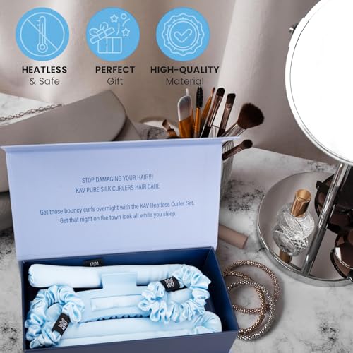 Heatless Curling Rod Set with Mulberry Silk - Blue Variation
