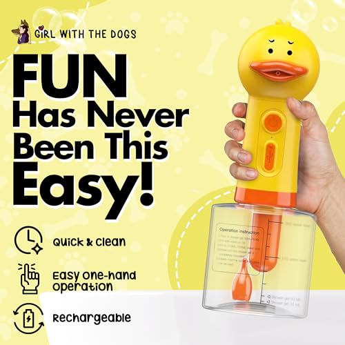 Electric Shampoo Dispensing Foaming Duck by Girl With The Dogs ? Fun Foaming Soap Dispenser for Dog Grooming, Cat Supplies, Kids Bathroom Set & Bathroom Accessories ? Shampoo Pump Dispenser